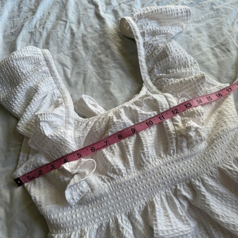 Maeve by Anthropologie White Ruffle Peplum Top – Size M - Picture 3 of 6